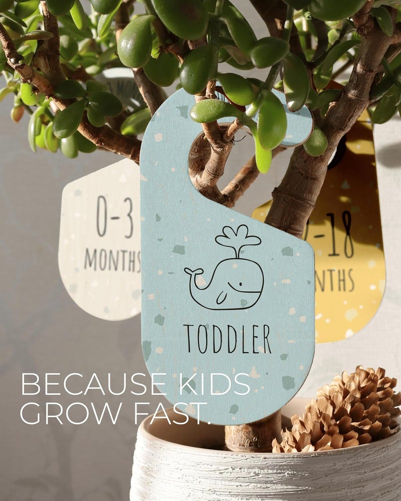 HIPPOTALE Colorful Baby Size Closet Dividers - Wooden Baby Clothes Organizer for Nursery Decor, Storage & Organization - 8 Pcs of Baby Closet Dividers Ideal as Neutral Nursery Storage Organizers - Image 5